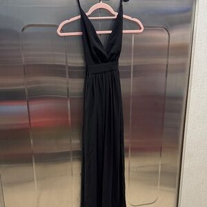 FAVLUX Black Backless Halter Dress